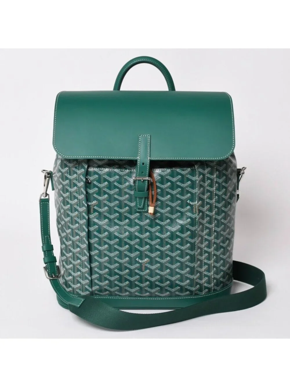 Goyard Alpine MM Backpack Canvas Green Silver